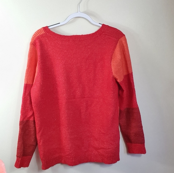 NWOT Rockmans crew neck colour block sweater- red/orange size medium New - Picture 3 of 6